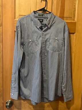 Lee Motion Fit Button-Down Shirt Mens Large Black & White Gingham Long Sleeve